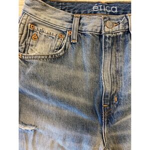 Erica Distressed Flare‎ Jeans Raw Hem Light Wash Denim Women's Size 26